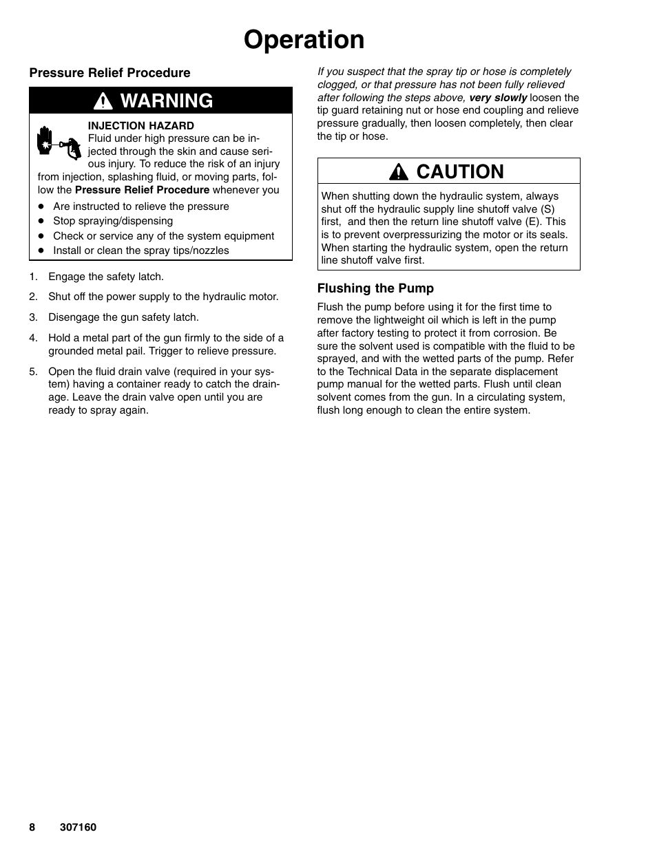 Operation, Warning, Caution | Hitachi 210313 User Manual | Page 8 / 16