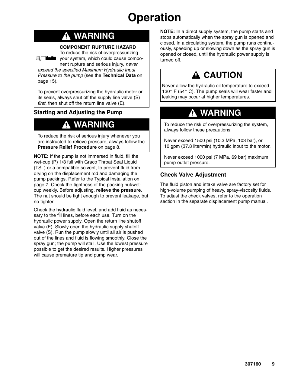 Operation, Warning, Caution | Hitachi 210313 User Manual | Page 9 / 16