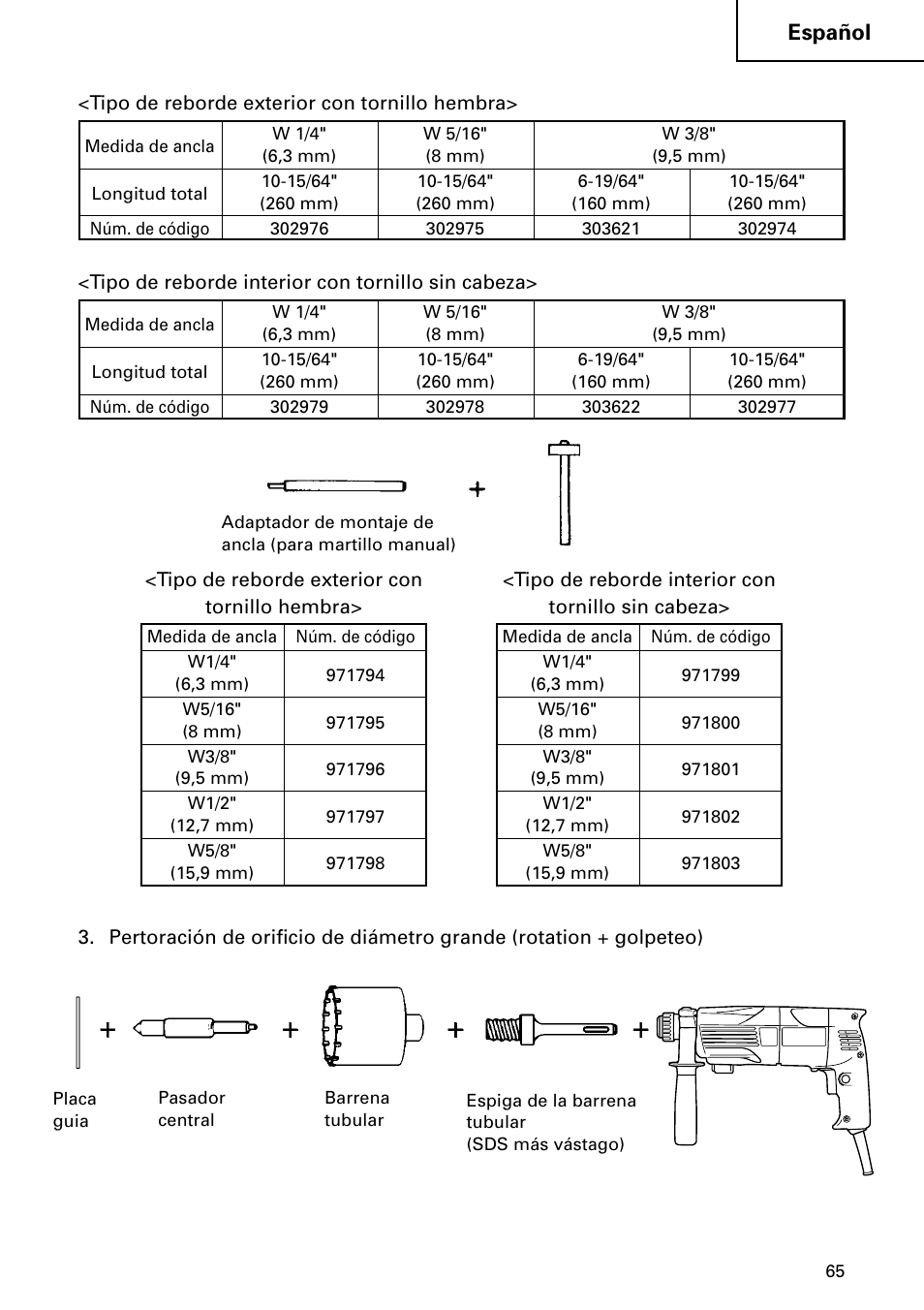 Español | Hitachi DH 24PC User Manual | Page 65 / 72