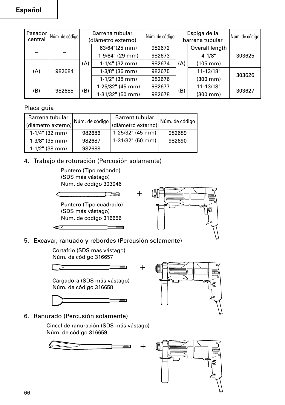 Español | Hitachi DH 24PC User Manual | Page 66 / 72