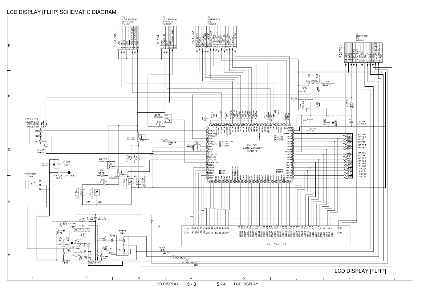Lcd display [flhp] schematic diagram, Lcd display | Hitachi DV-W1U User Manual | Page 23 / 35