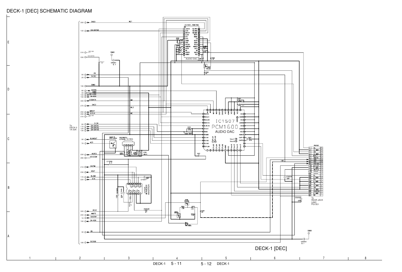 Deck-1 [dec] schematic diagram, Deck-1 [dec] schematic diagram deck-1 [dec, Deck-1 | Audio dac | Hitachi DV-W1U User Manual | Page 27 / 35