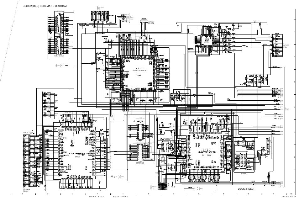 Deck-2 [dec] schematic diagram, Deck-2 [dec, Deck-2 | Deck-2 dv-w1u, Sh1 m com, I/f ga mpeg decoder, 16mbit sdram, Pll inverter, Buffer | Hitachi DV-W1U User Manual | Page 28 / 35
