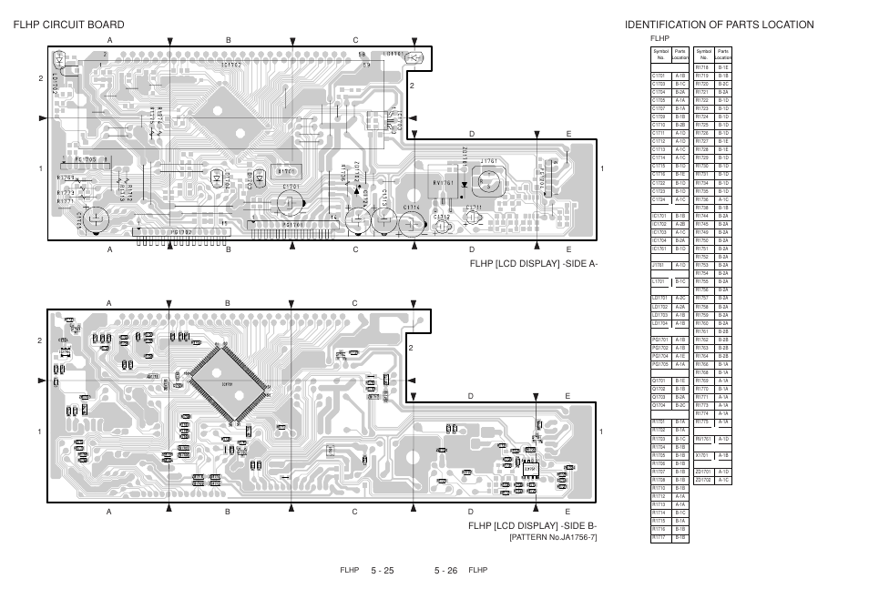 Flhp circuit board, Flhp [lcd display] -side a, Flhp [lcd display] -side b | Flhp | Hitachi DV-W1U User Manual | Page 33 / 35