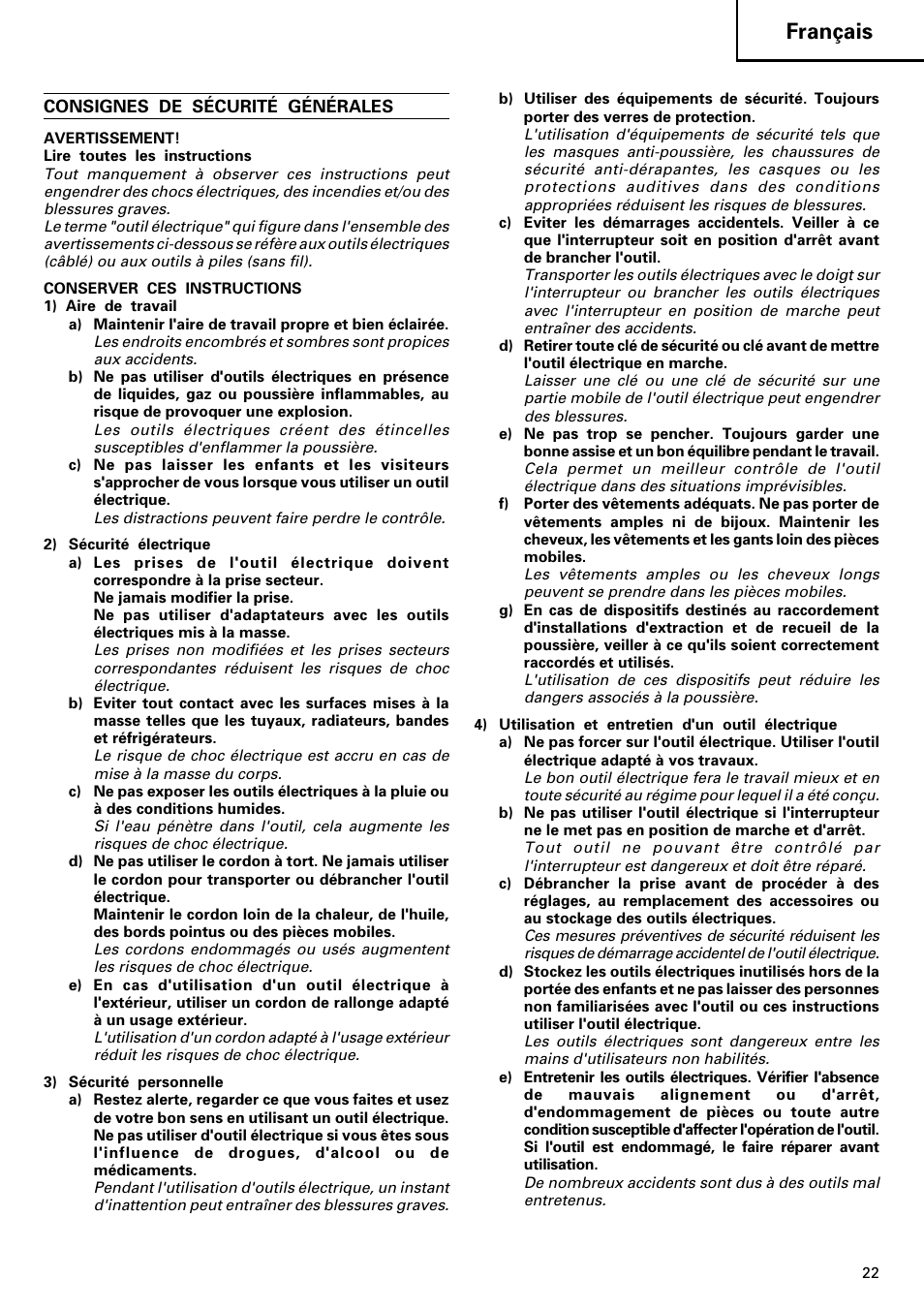 Français | Hitachi dh24pd3 User Manual | Page 23 / 82