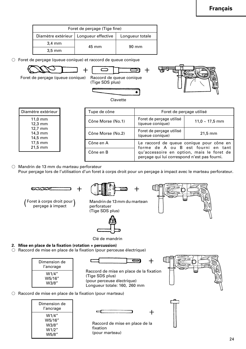 Français | Hitachi dh24pd3 User Manual | Page 25 / 82