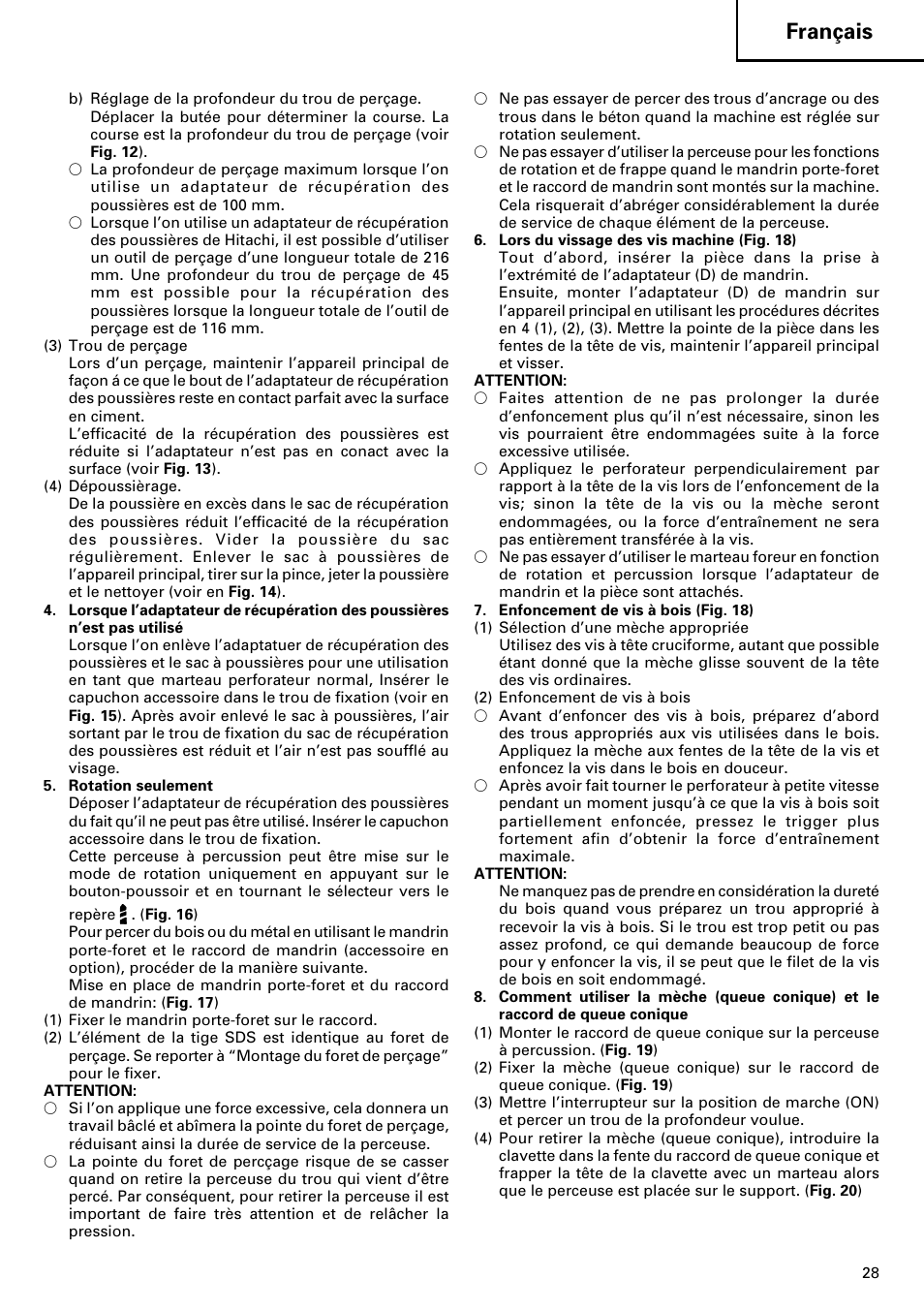 Français | Hitachi dh24pd3 User Manual | Page 29 / 82