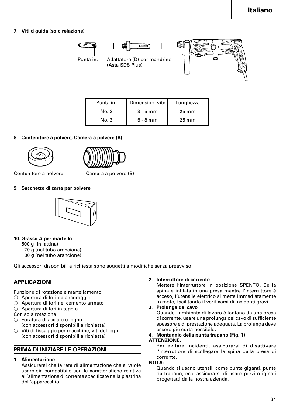 Italiano | Hitachi dh24pd3 User Manual | Page 35 / 82