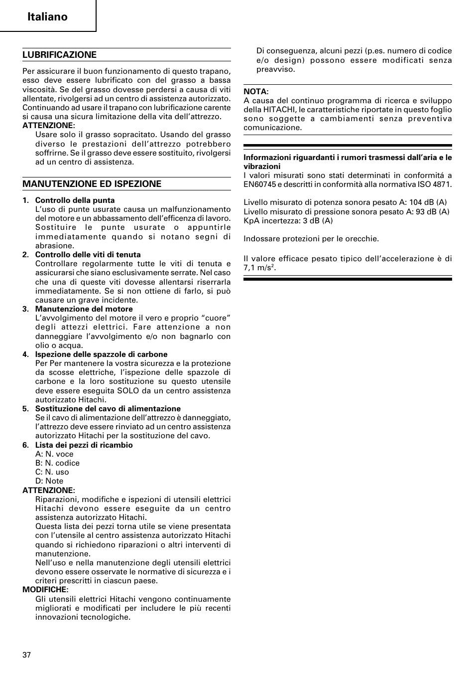 Italiano | Hitachi dh24pd3 User Manual | Page 38 / 82