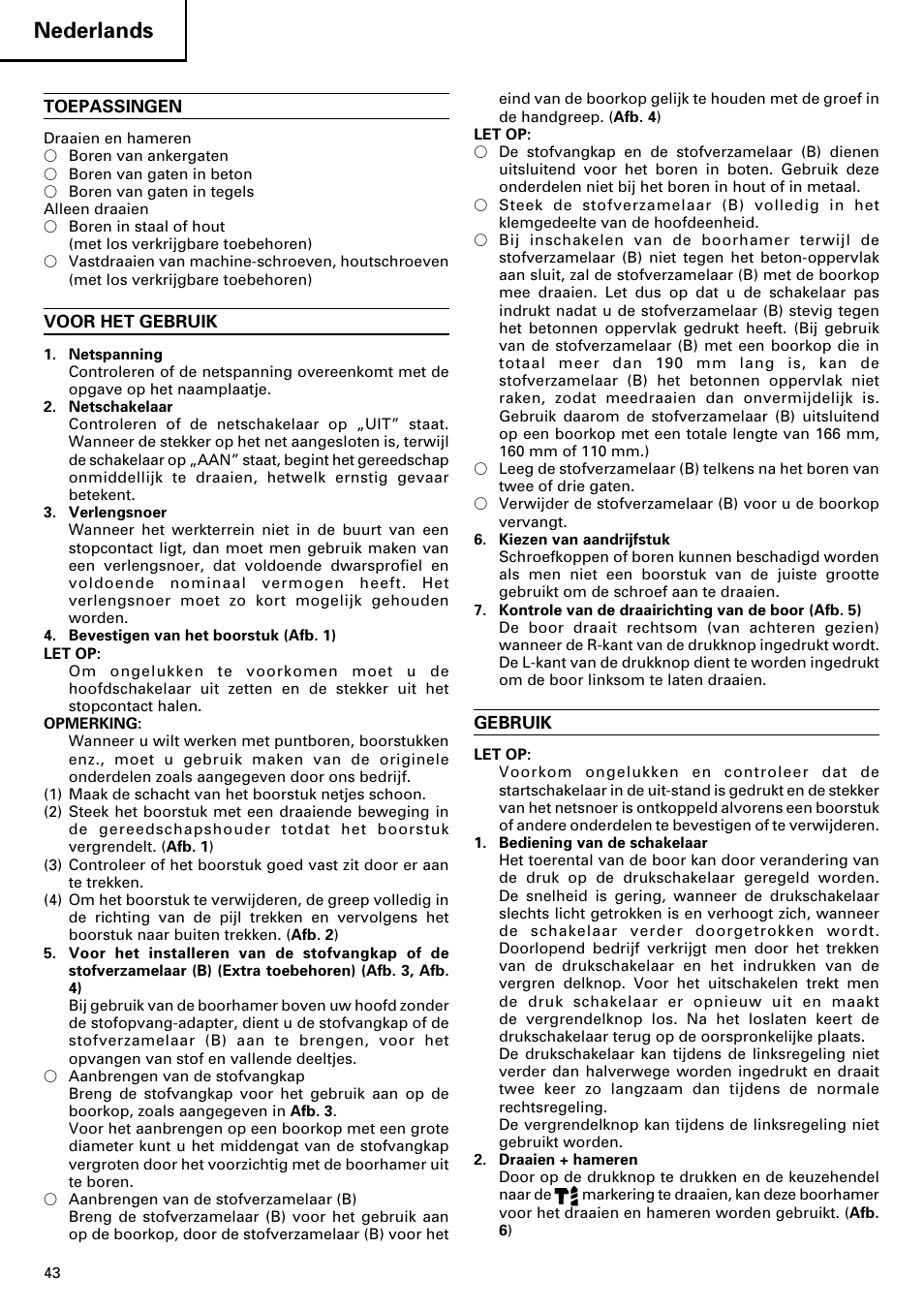 Nederlands | Hitachi dh24pd3 User Manual | Page 44 / 82