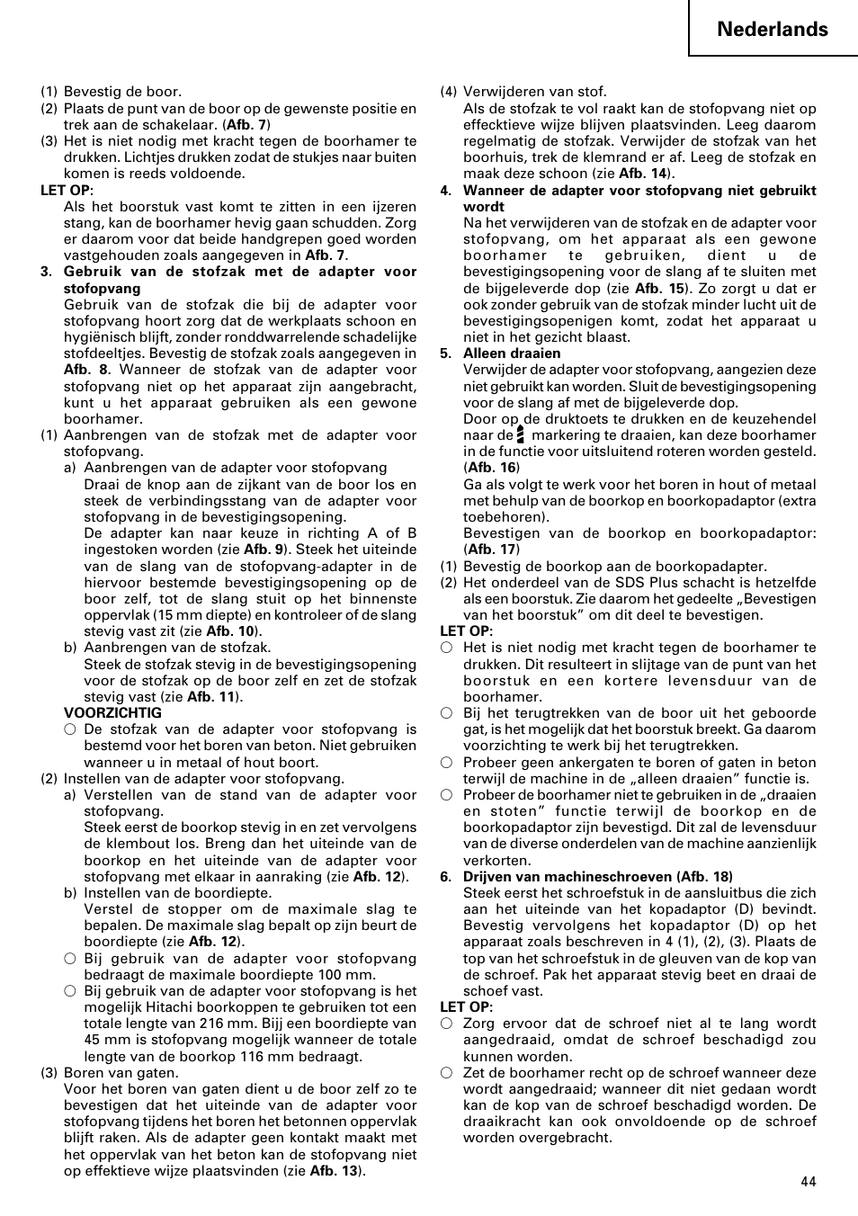 Nederlands | Hitachi dh24pd3 User Manual | Page 45 / 82