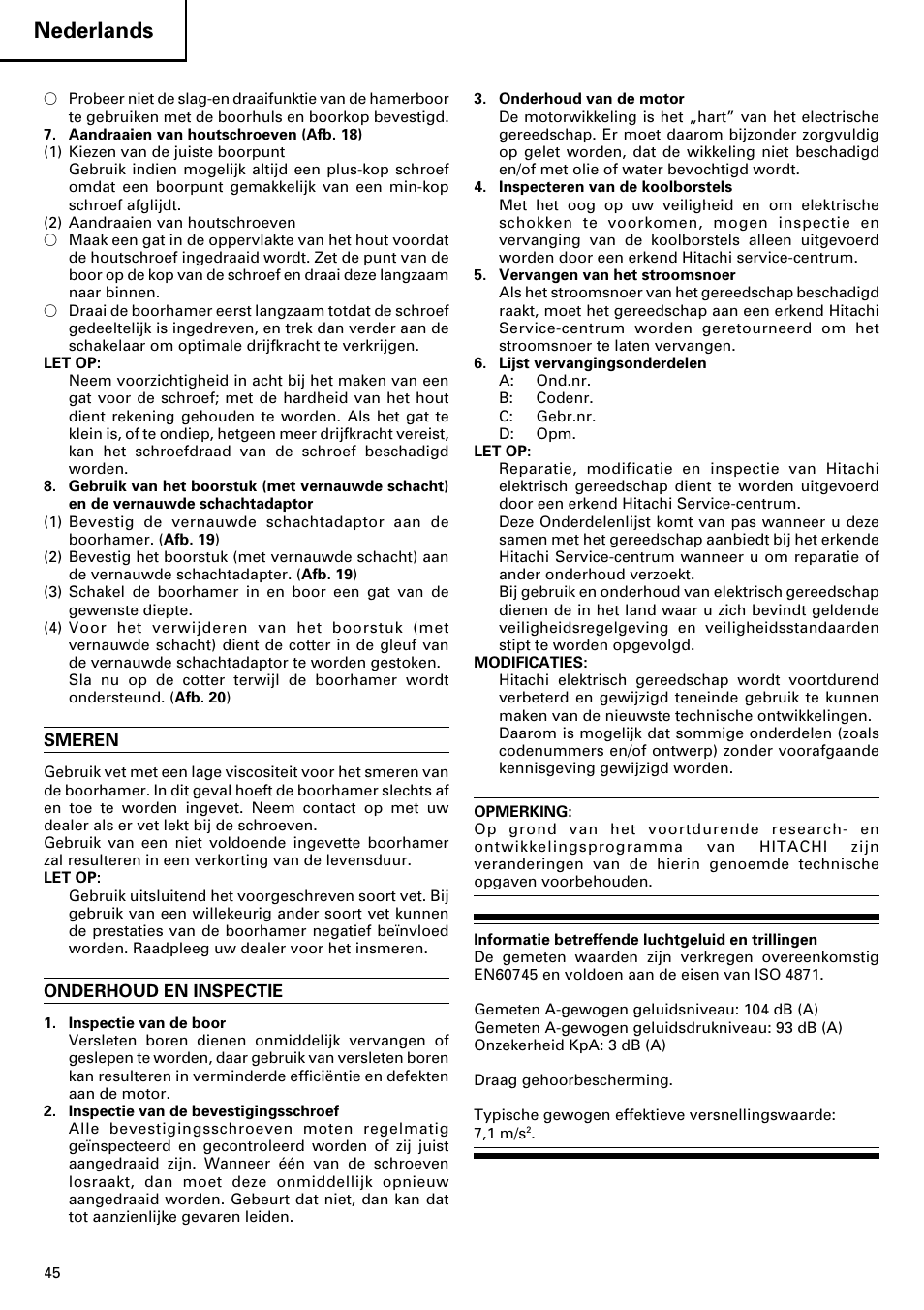 Nederlands | Hitachi dh24pd3 User Manual | Page 46 / 82