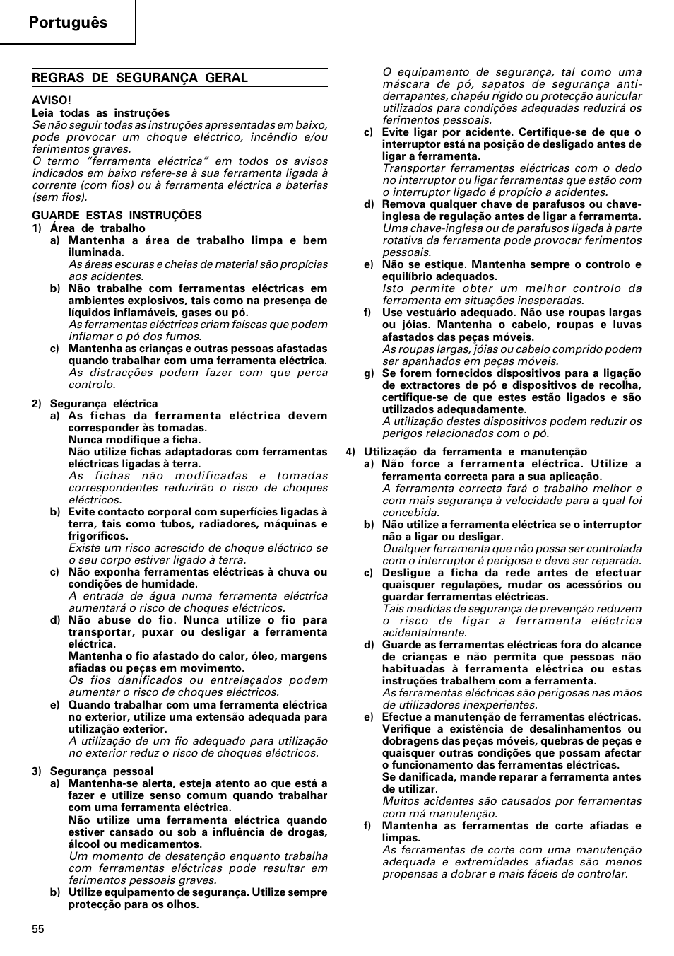 Português | Hitachi dh24pd3 User Manual | Page 56 / 82