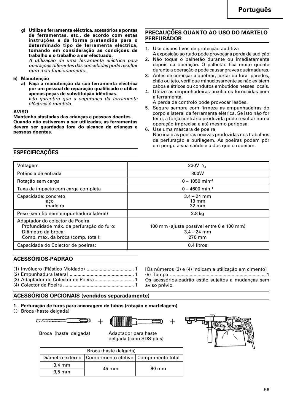 Português | Hitachi dh24pd3 User Manual | Page 57 / 82