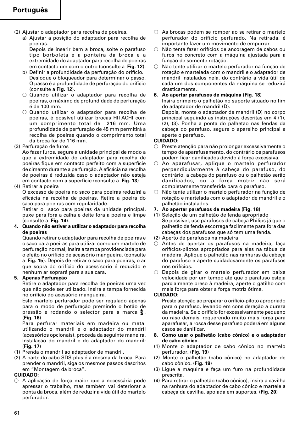 Português | Hitachi dh24pd3 User Manual | Page 62 / 82