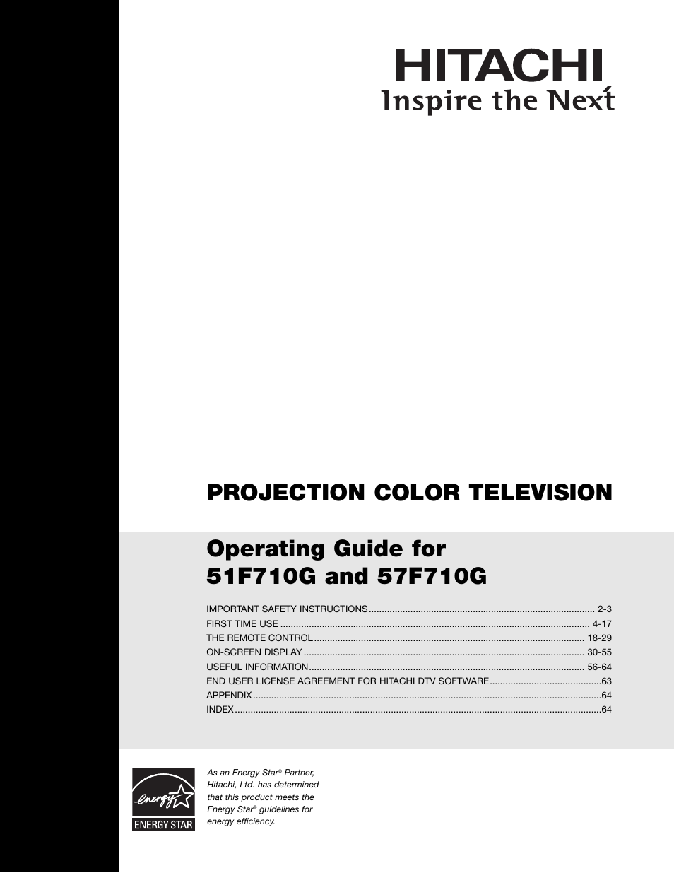 Hitachi 51F710G User Manual | 72 pages