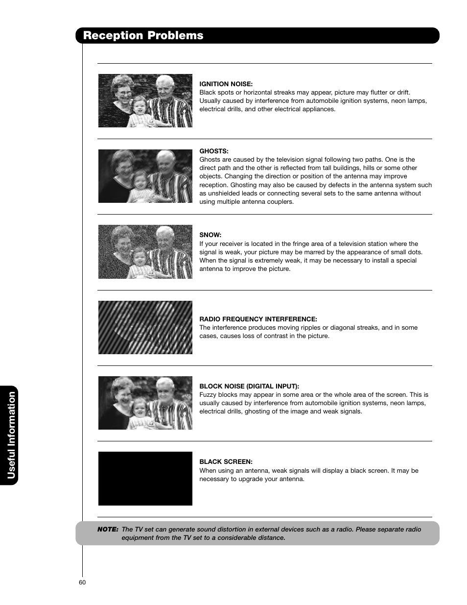 Reception problems, Useful information | Hitachi 51F710G User Manual | Page 60 / 72
