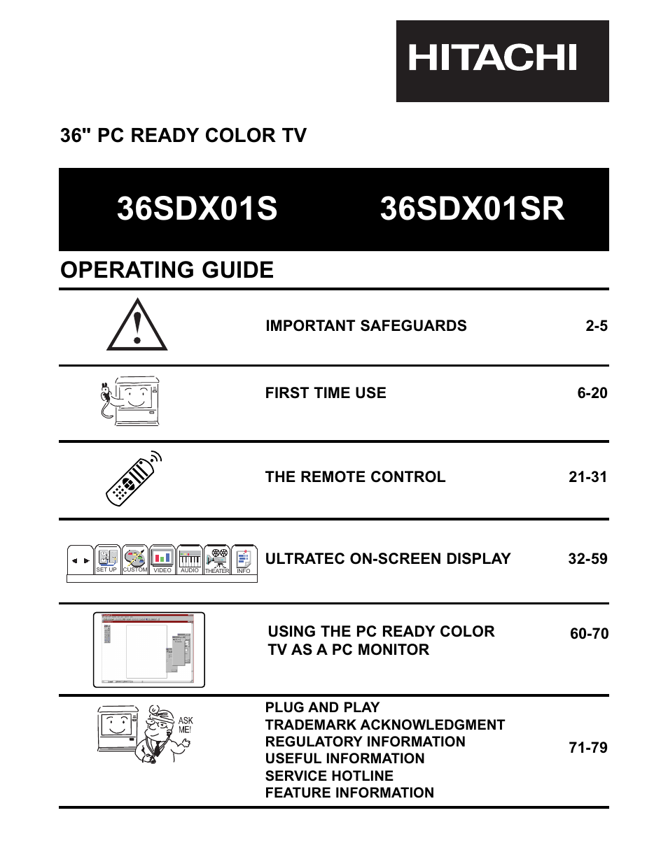 Hitachi 36SDX01S User Manual | 80 pages