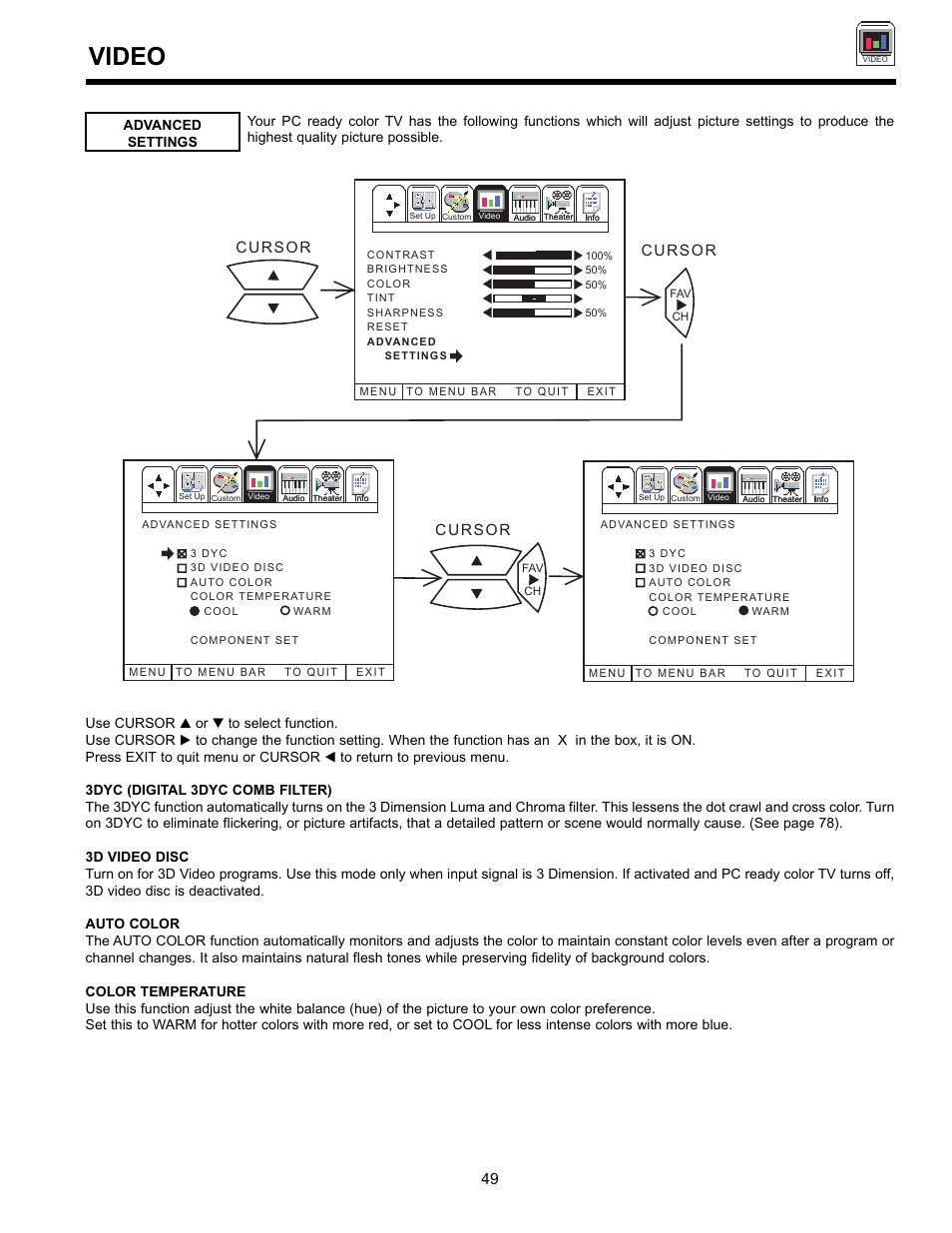 Video | Hitachi 36SDX01S User Manual | Page 49 / 80