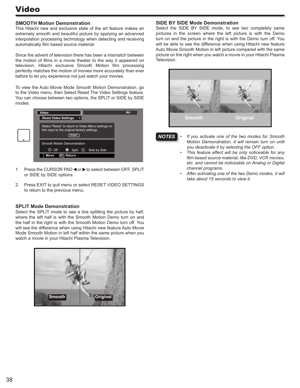 Video | Hitachi DIRECTOR'S SERIES P50X902 User Manual | Page 38 / 70