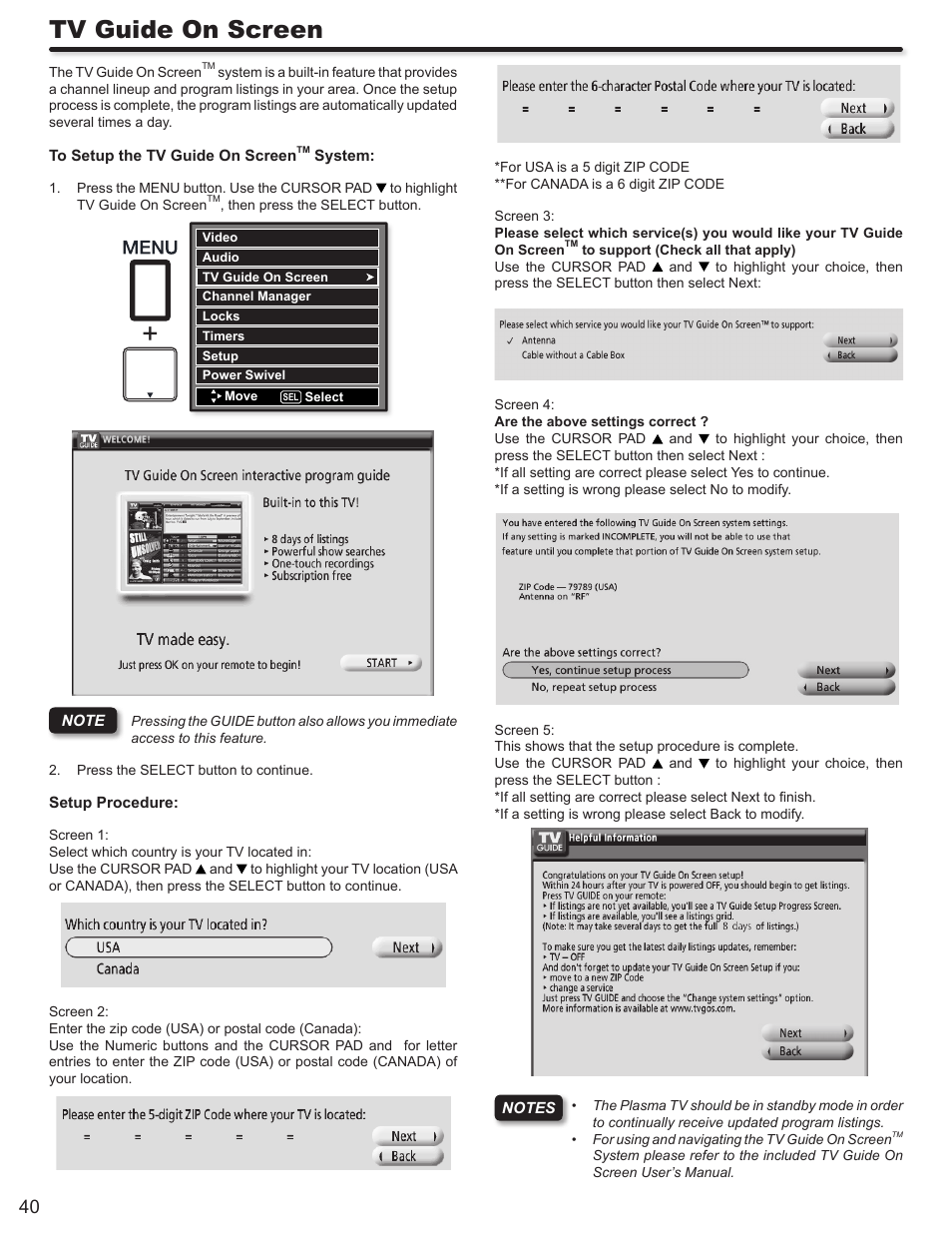 Tv guide on screen | Hitachi DIRECTOR'S SERIES P50X902 User Manual | Page 40 / 70