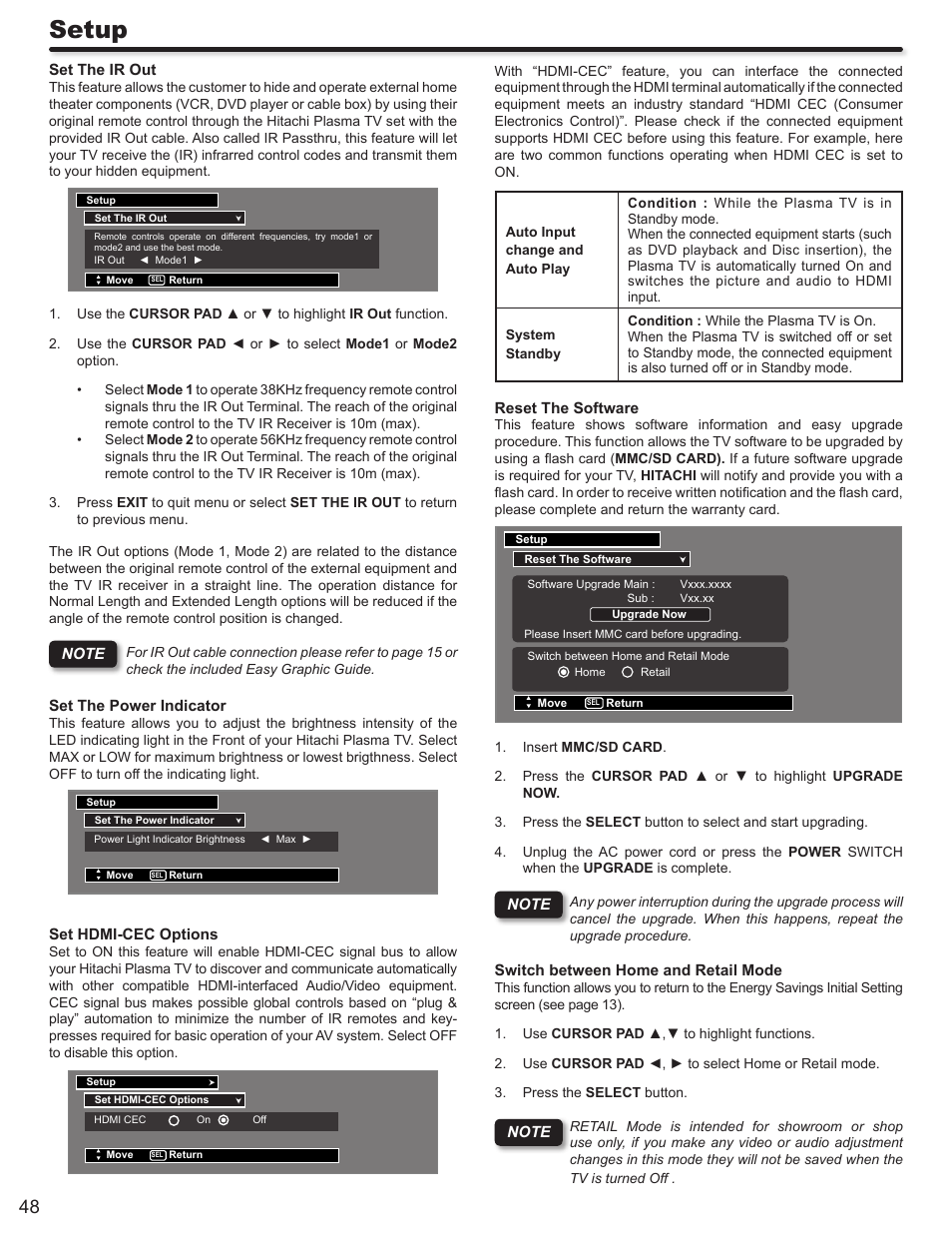 Setup | Hitachi DIRECTOR'S SERIES P50X902 User Manual | Page 48 / 70