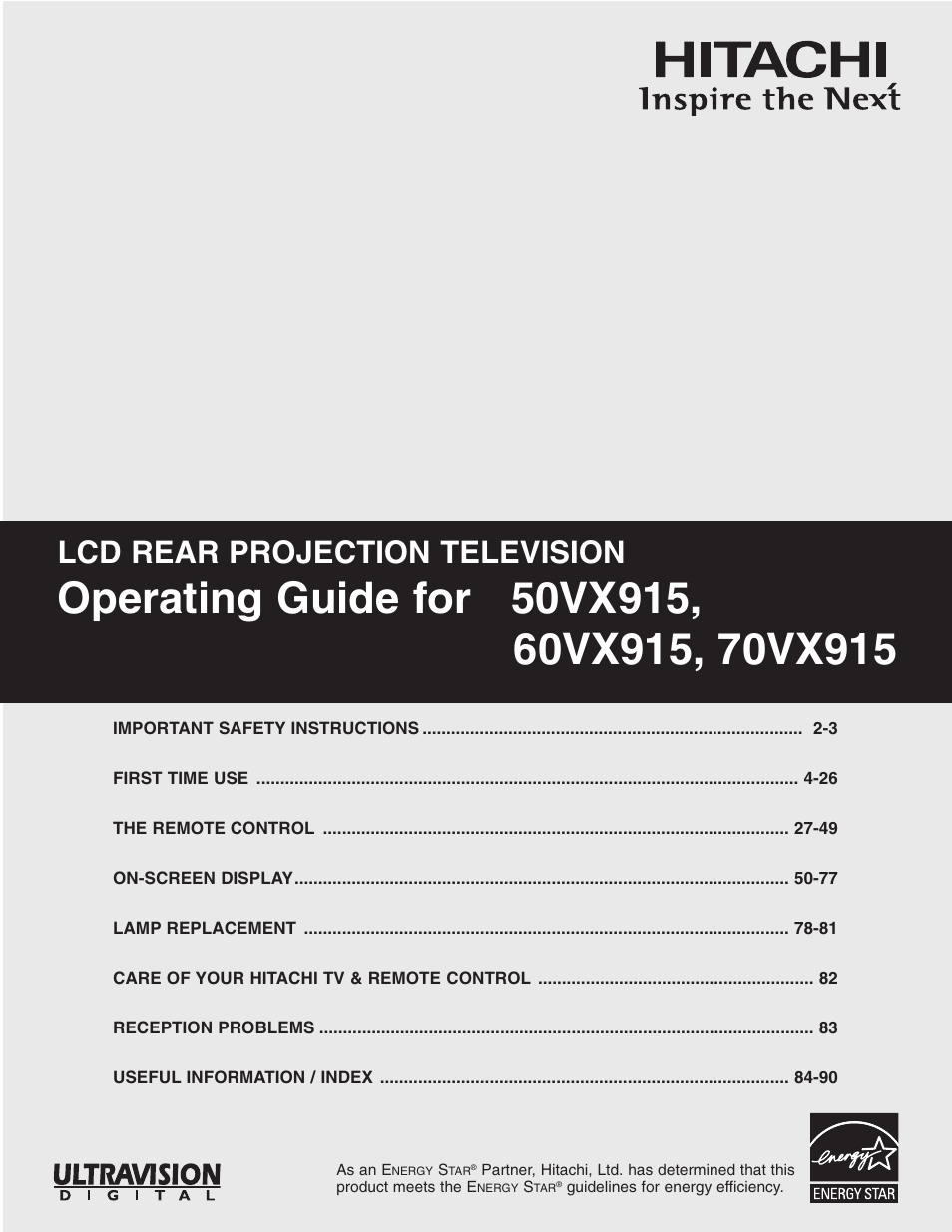 Hitachi 70VX915 User Manual | 92 pages