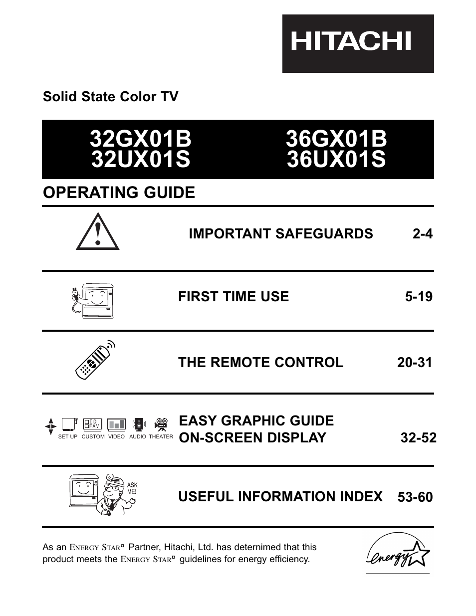 Hitachi 32GX01B User Manual | 60 pages