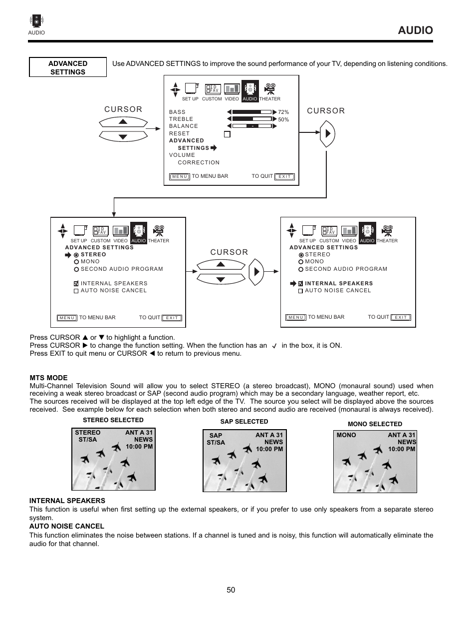 Audio | Hitachi 32GX01B User Manual | Page 50 / 60