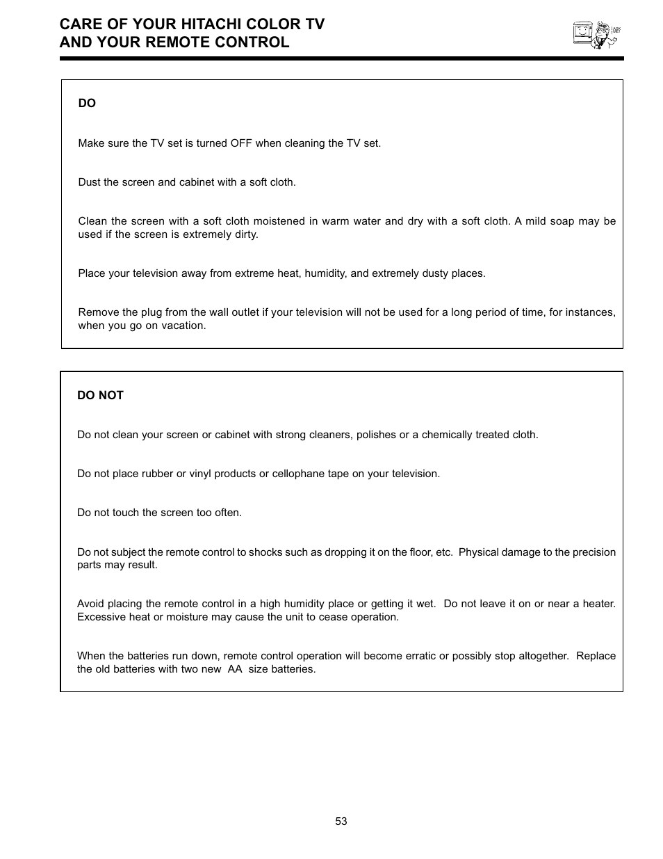 Do not | Hitachi 32GX01B User Manual | Page 53 / 60