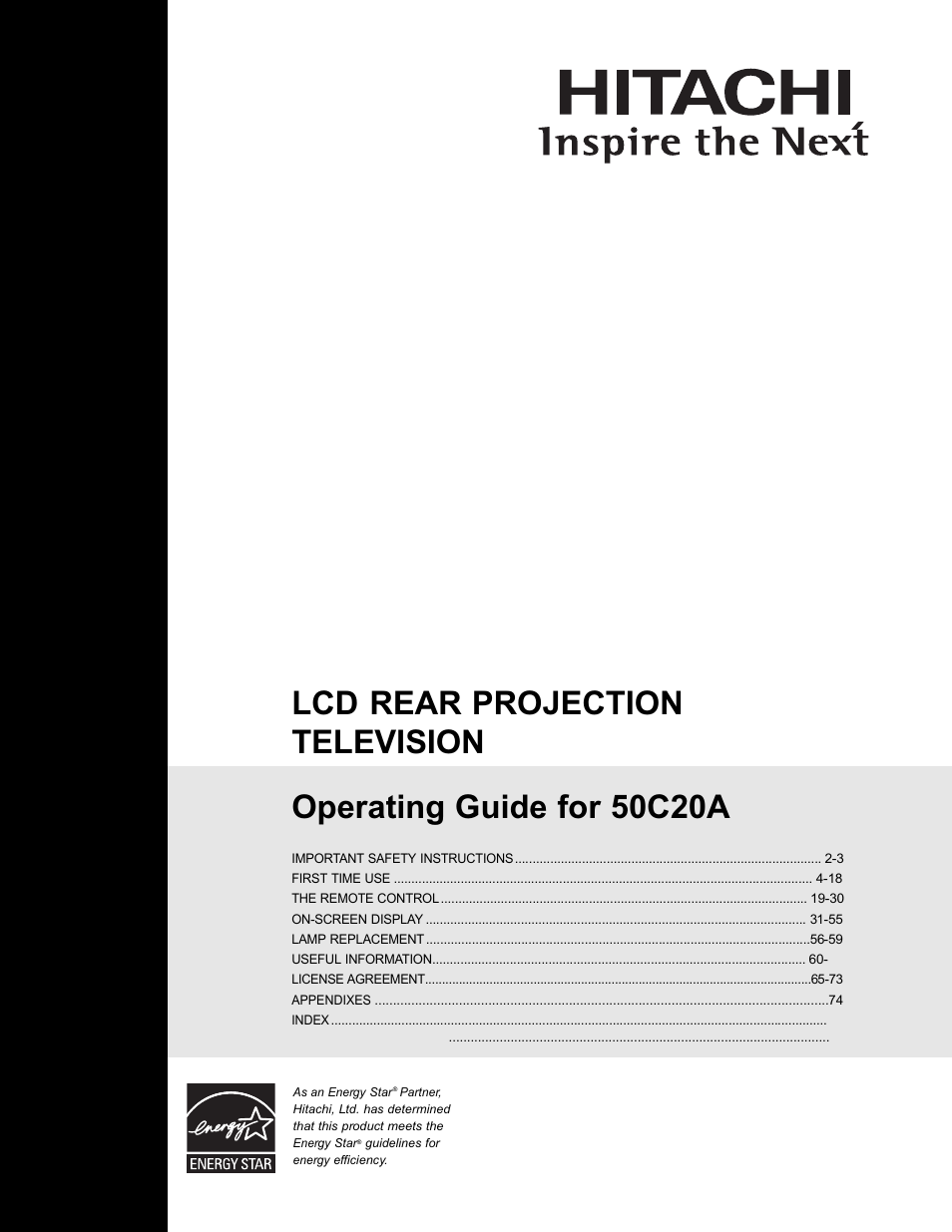 Hitachi 50C20A User Manual | 80 pages