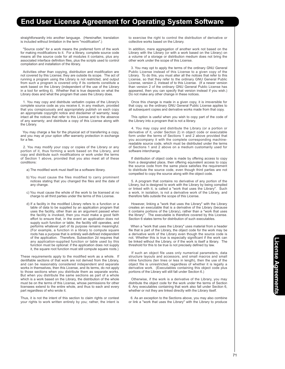 License agreements | Hitachi 50C20A User Manual | Page 71 / 80