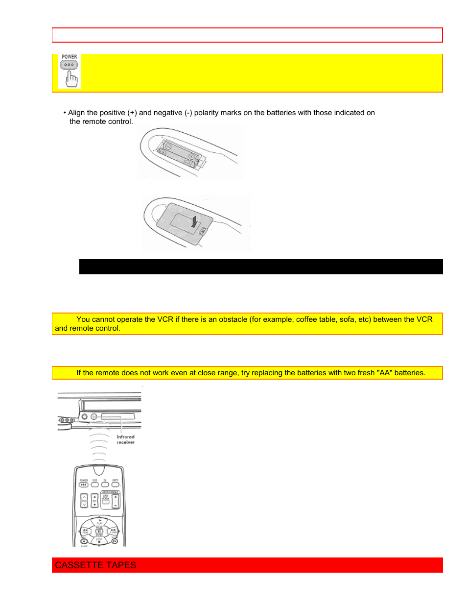 Operating in the remote control, Cassette tapes | Hitachi VT-FX6411A User Manual | Page 11 / 81