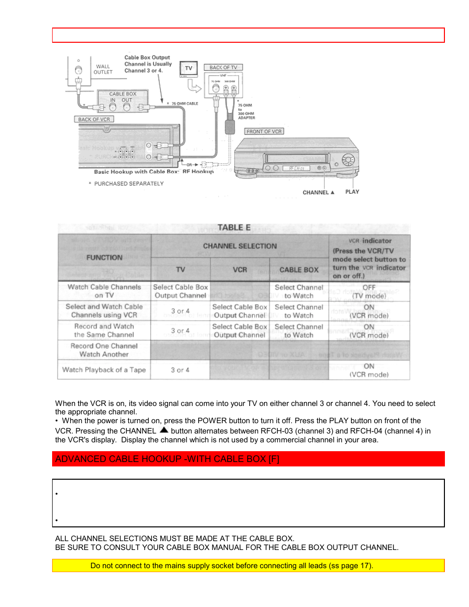 Advanced cable hookup -with cable box [f, With this hookup | Hitachi VT-FX6411A User Manual | Page 17 / 81