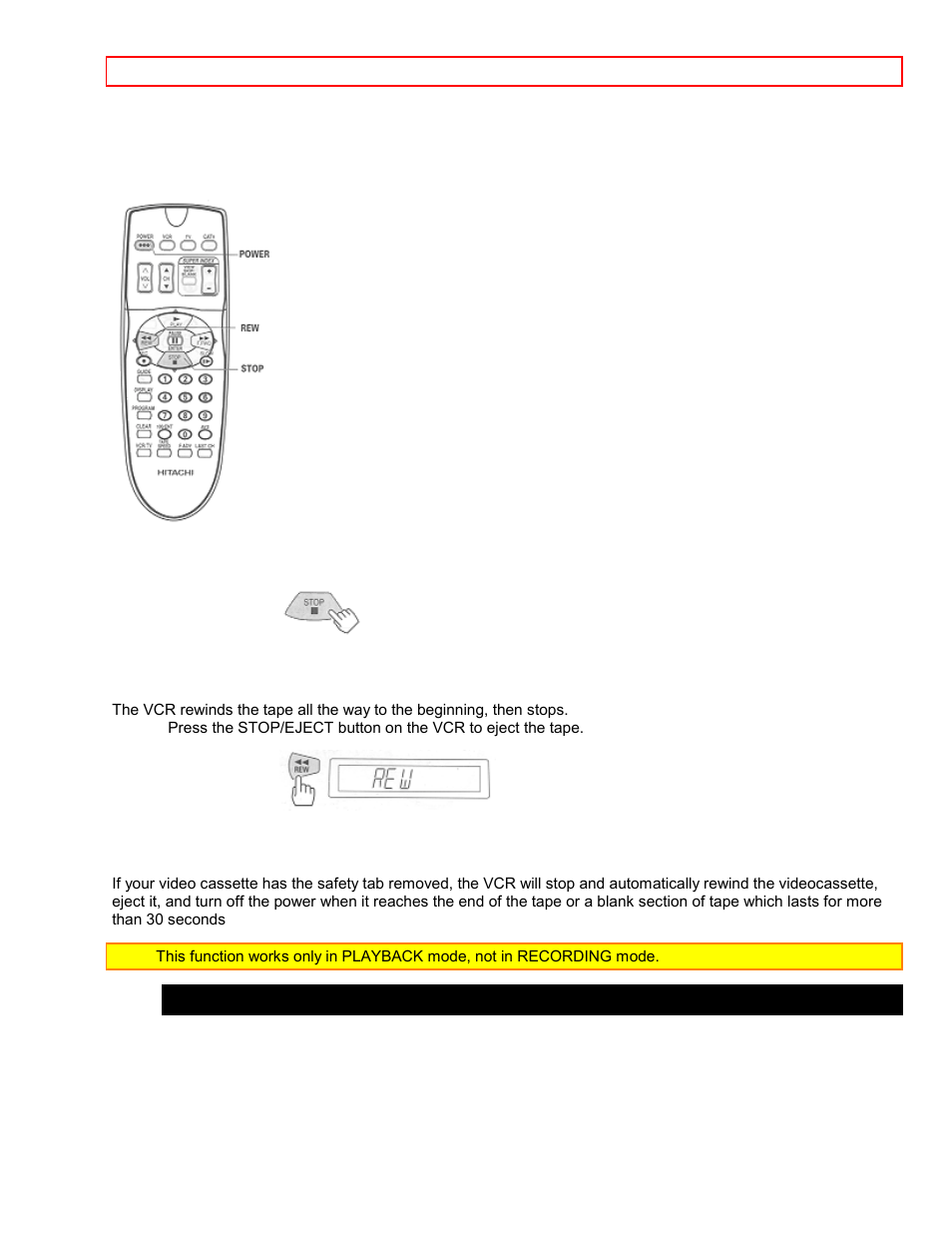 Rewinding or fast forwarding a tape at high speed | Hitachi VT-FX6411A User Manual | Page 33 / 81