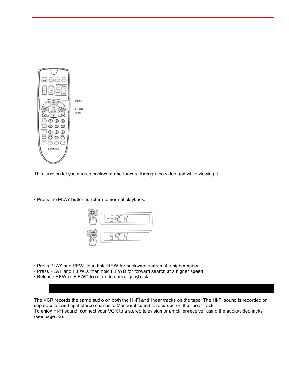 Choosing a mode for audio playback | Hitachi VT-FX6411A User Manual | Page 38 / 81