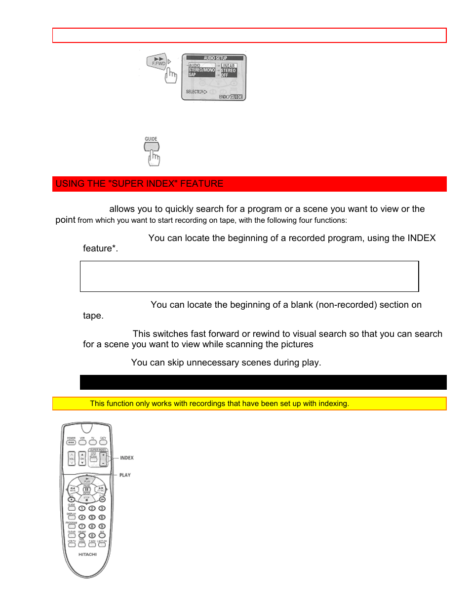 Using the "super index" feature, What is super index | Hitachi VT-FX6411A User Manual | Page 40 / 81