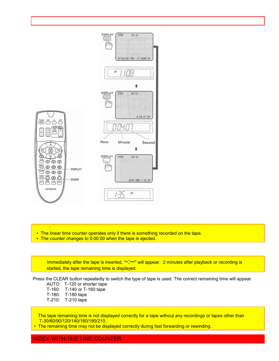 Index with the time counter | Hitachi VT-FX6411A User Manual | Page 45 / 81