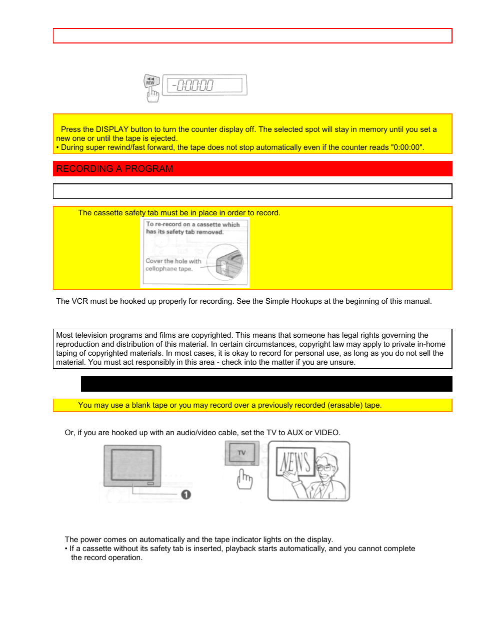 Recording a program, Before you record basic recording steps | Hitachi VT-FX6411A User Manual | Page 47 / 81