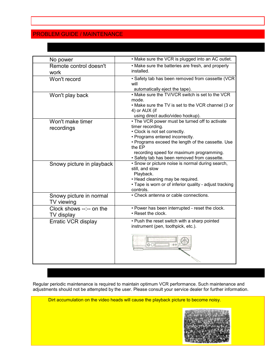 Problem guide / maintenance, Problem guide maintenance | Hitachi VT-FX6411A User Manual | Page 79 / 81