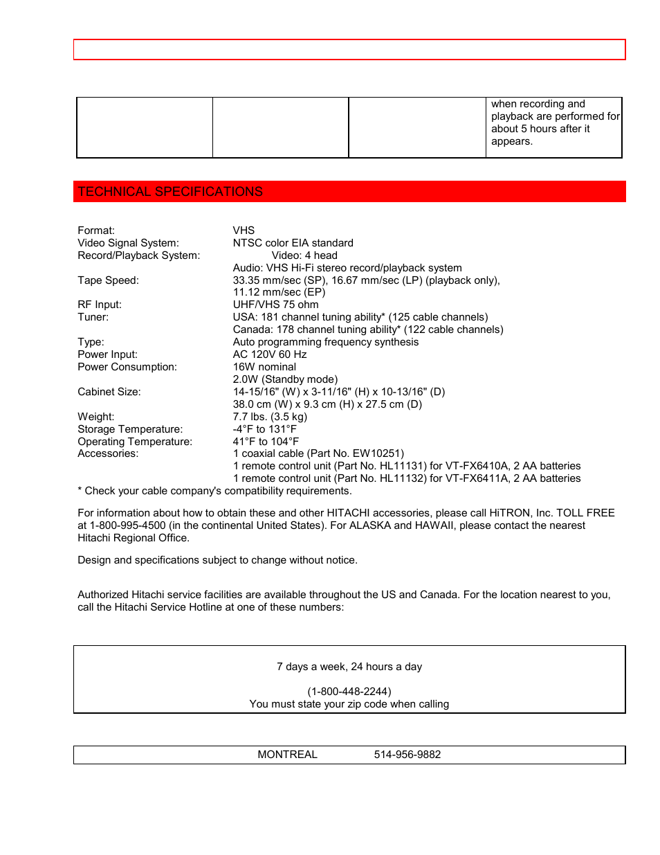 Hitachi VT-FX6411A User Manual | Page 81 / 81