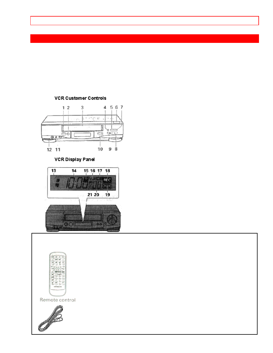 Customer controls | Hitachi VT-FX614A User Manual | Page 8 / 75