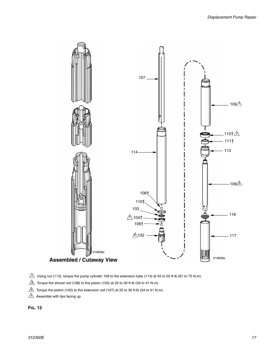 See f, 13 f, S on f | Assembled / cutaway view | Hitachi 312350E User Manual | Page 17 / 24