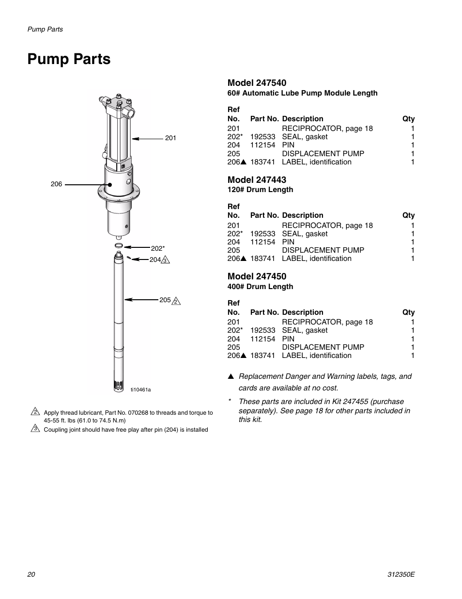 Pump parts, Age 20 | Hitachi 312350E User Manual | Page 20 / 24