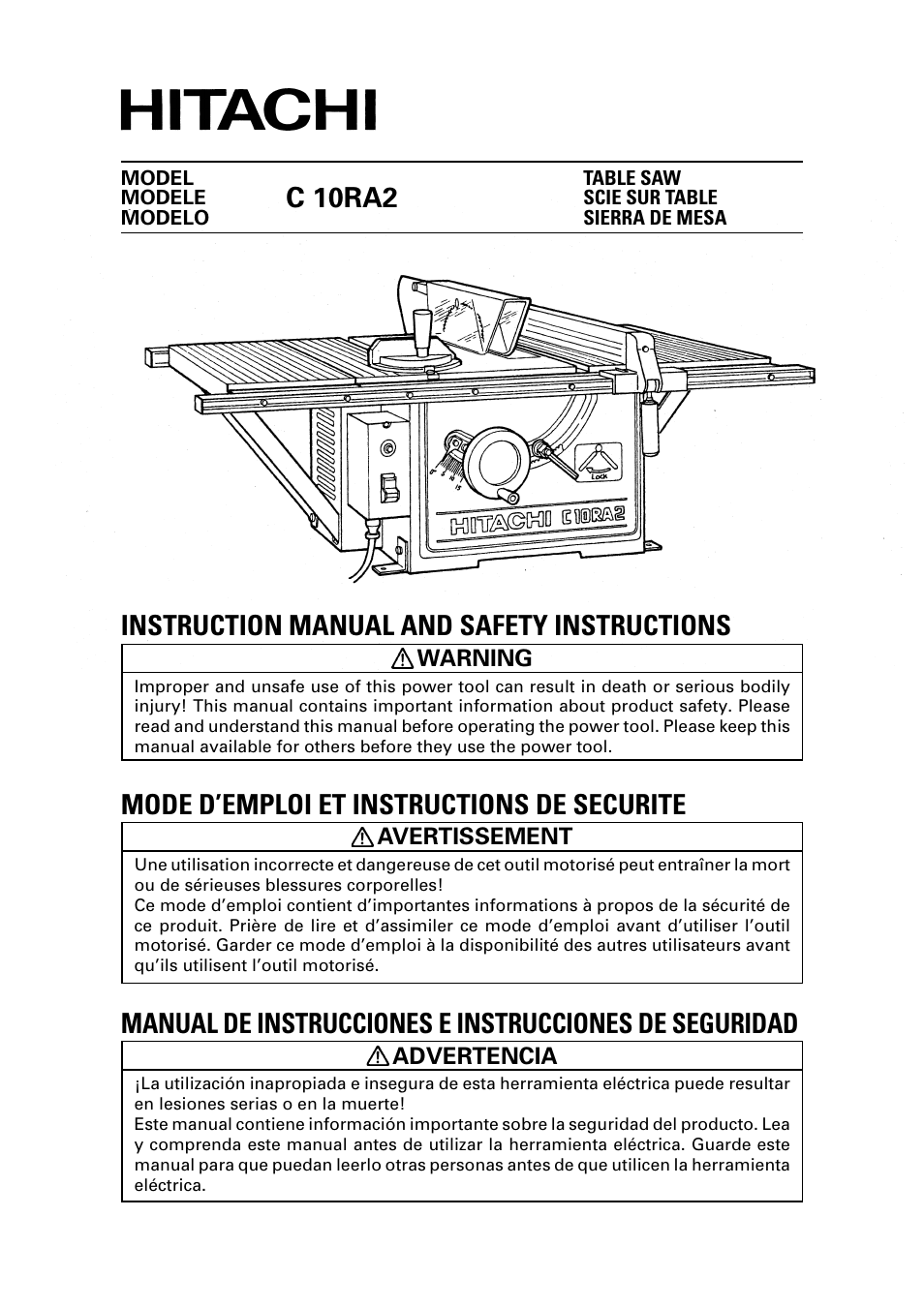 Hitachi C10RA2 User Manual | 85 pages