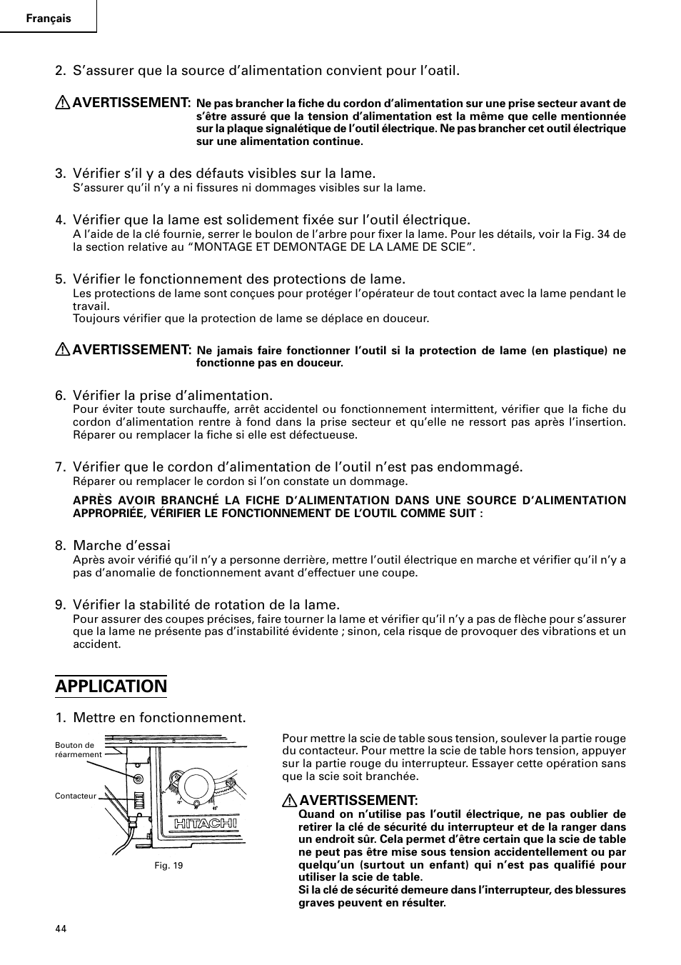 Application | Hitachi C10RA2 User Manual | Page 44 / 85
