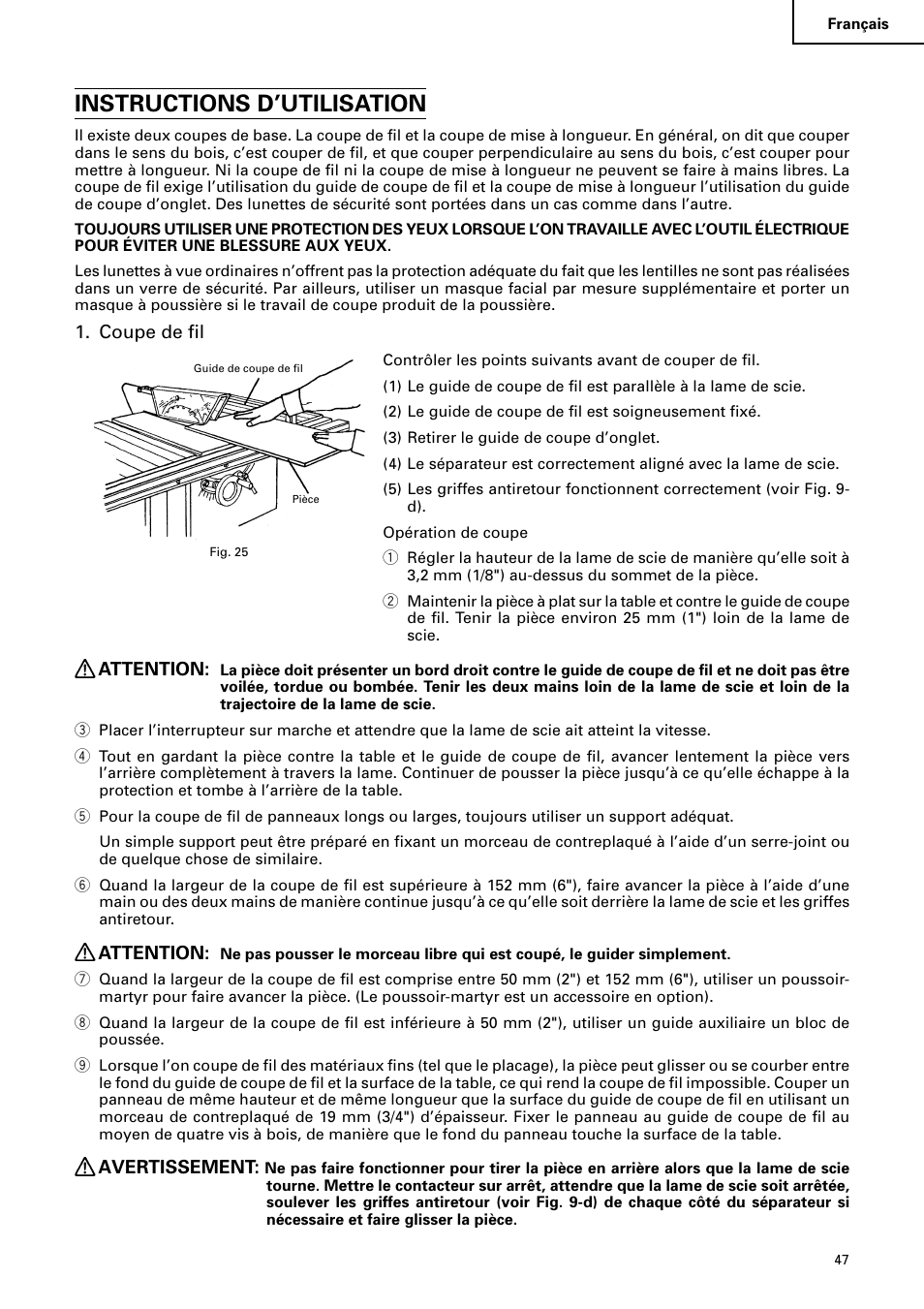 Instructions d’utilisation | Hitachi C10RA2 User Manual | Page 47 / 85