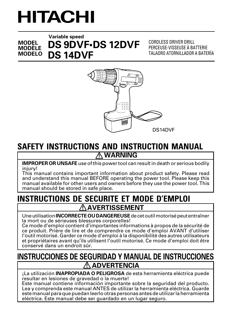 Hitachi DS 14DVF User Manual | 72 pages