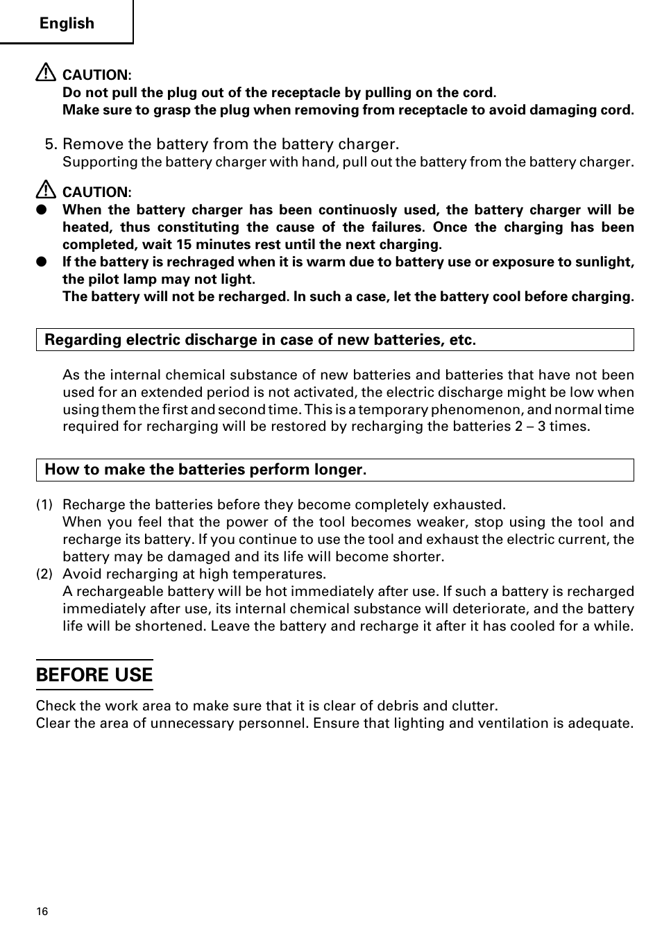 Before use | Hitachi DS 14DVF User Manual | Page 16 / 72