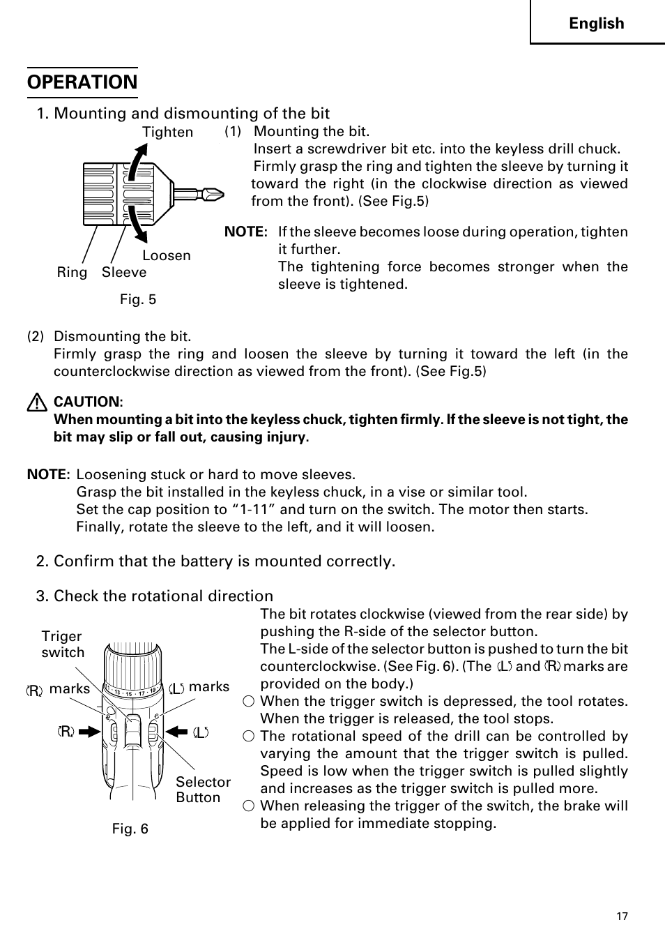 Operation | Hitachi DS 14DVF User Manual | Page 17 / 72